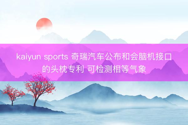 kaiyun sports 奇瑞汽车公布和会脑机接口的头枕专利 可检测相等气象