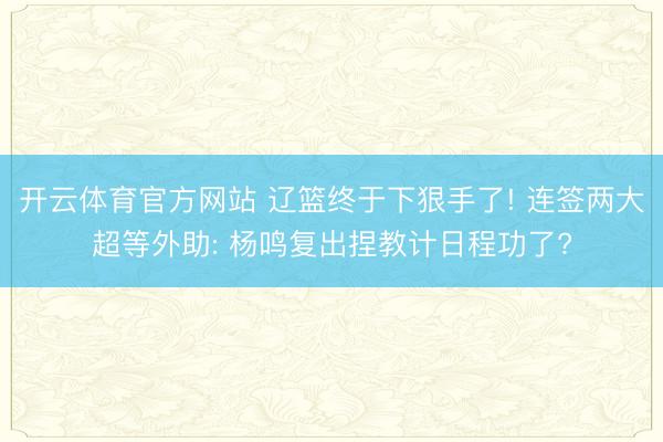 开云体育官方网站 辽篮终于下狠手了! 连签两大超等外助: 杨鸣复出捏教计日程功了?
