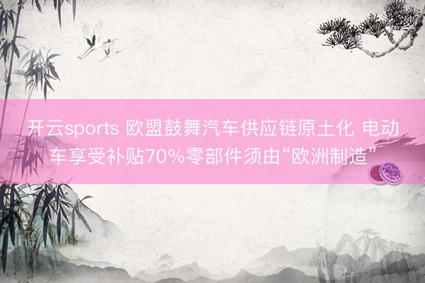开云sports 欧盟鼓舞汽车供应链原土化 电动车享受补贴70%零部件须由“欧洲制造”