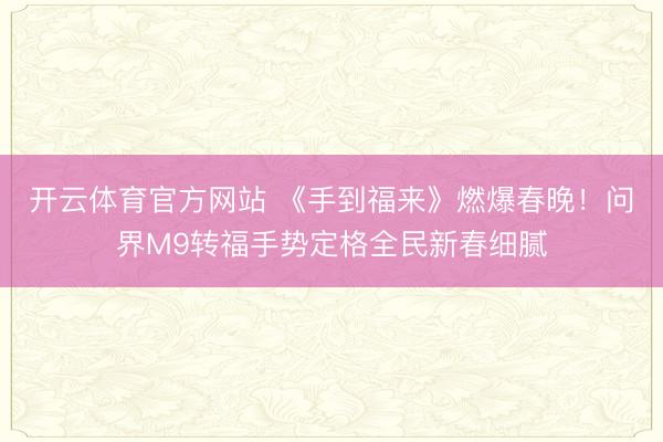 开云体育官方网站 《手到福来》燃爆春晚！问界M9转福手势定格全民新春细腻