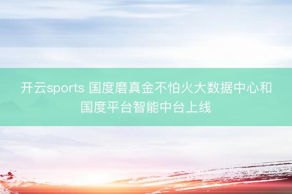 开云sports 国度磨真金不怕火大数据中心和国度平台智能中台上线