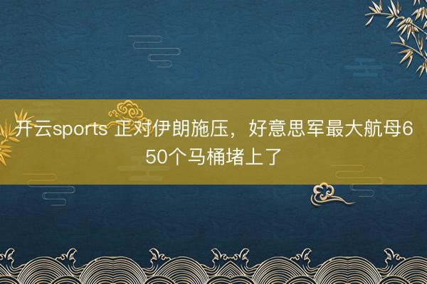 开云sports 正对伊朗施压，好意思军最大航母650个马桶堵上了