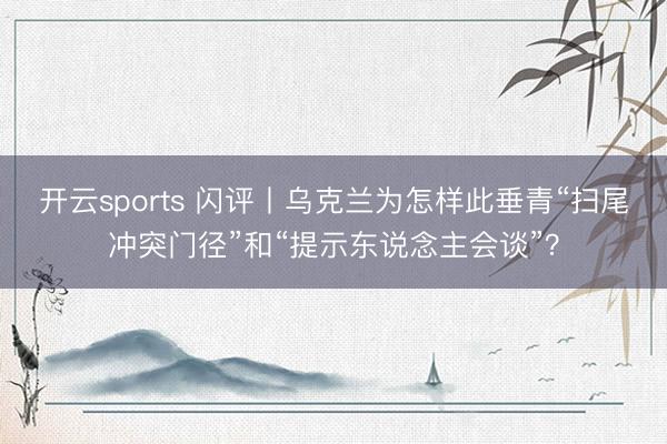 开云sports 闪评丨乌克兰为怎样此垂青“扫尾冲突门径”和“提示东说念主会谈”?