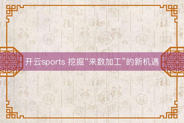 开云sports 挖掘“来数加工”的新机遇