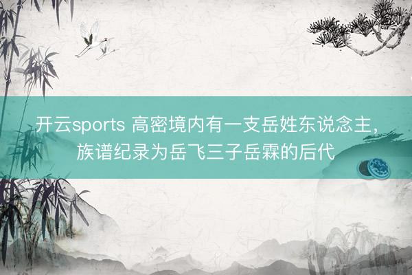 开云sports 高密境内有一支岳姓东说念主，族谱纪录为岳飞三子岳霖的后代