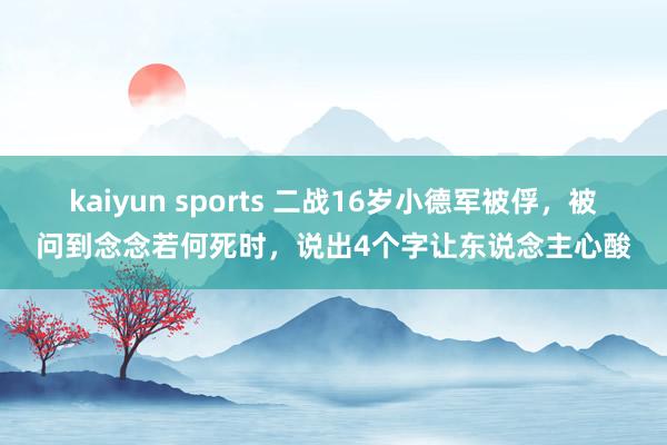 kaiyun sports 二战16岁小德军被俘，被问到念念若何死时，说出4个字让东说念主心酸