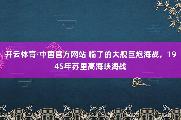 开云体育·中国官方网站 临了的大舰巨炮海战，1945年苏里高海峡海战