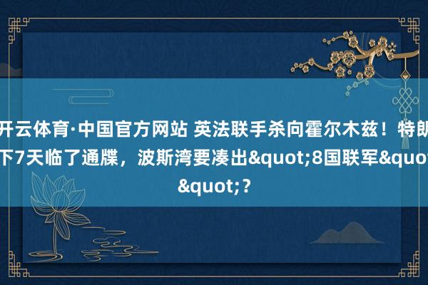 开云体育·中国官方网站 英法联手杀向霍尔木兹！特朗普下7天临了通牒，波斯湾要凑出"8国联军"？