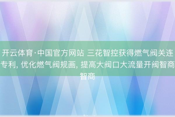 开云体育·中国官方网站 三花智控获得燃气阀关连专利， 优化燃气阀规画， 提高大阀口大流量开阀智商
