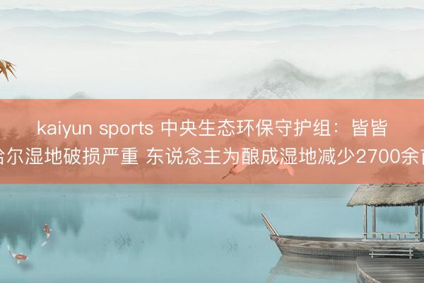 kaiyun sports 中央生态环保守护组：皆皆哈尔湿地破损严重 东说念主为酿成湿地减少2700余亩