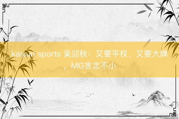 kaiyun sports 吴迎秋：又要平权、又要大牌，MG贪念不小