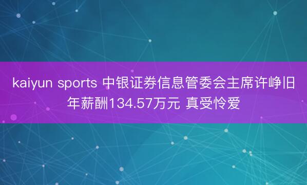 kaiyun sports 中银证券信息管委会主席许峥旧年薪酬134.57万元 真受怜爱