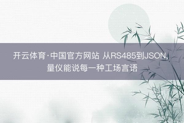 开云体育·中国官方网站 从RS485到JSON， 量仪能说每一种工场言语